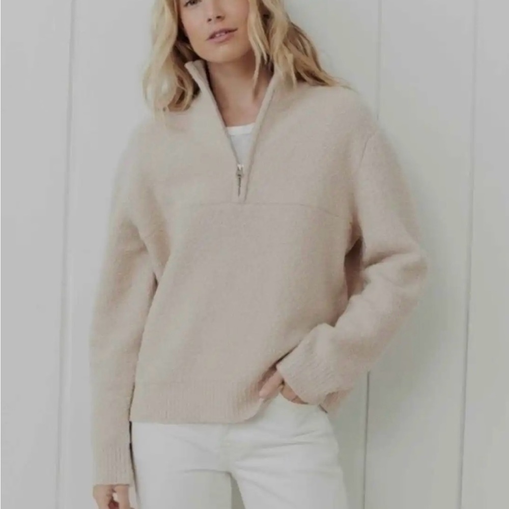Jenni Kayne half zip boucle sweater.